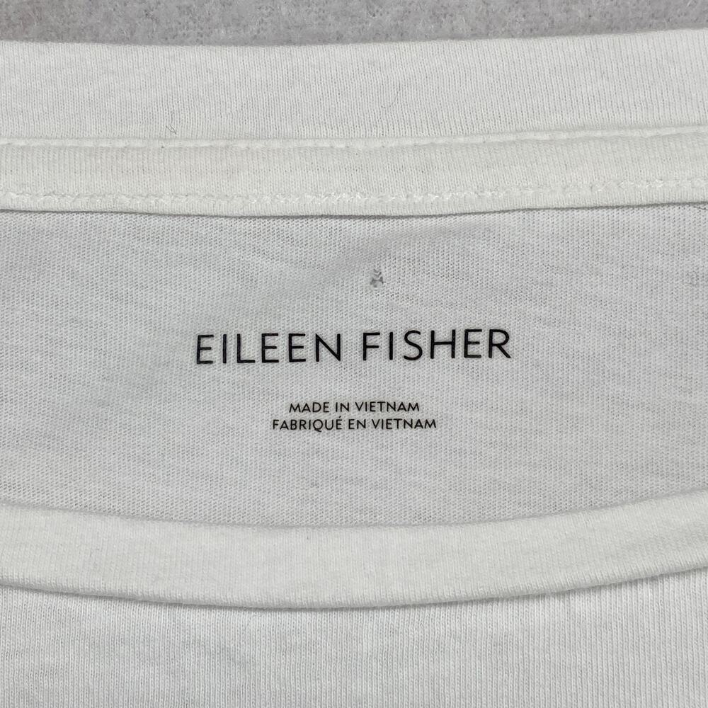 EILEEN FISHER Top L Slub Organic Cotton Jersey Oversized Boxy Dolman White - Picture 5 of 11
